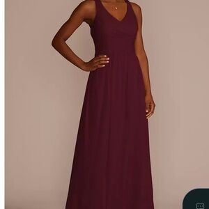 David's Bridal Deep Burgundy Maxi Dress